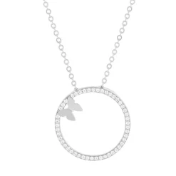 Collier argent 925 et zirconias motif papillon 45cm