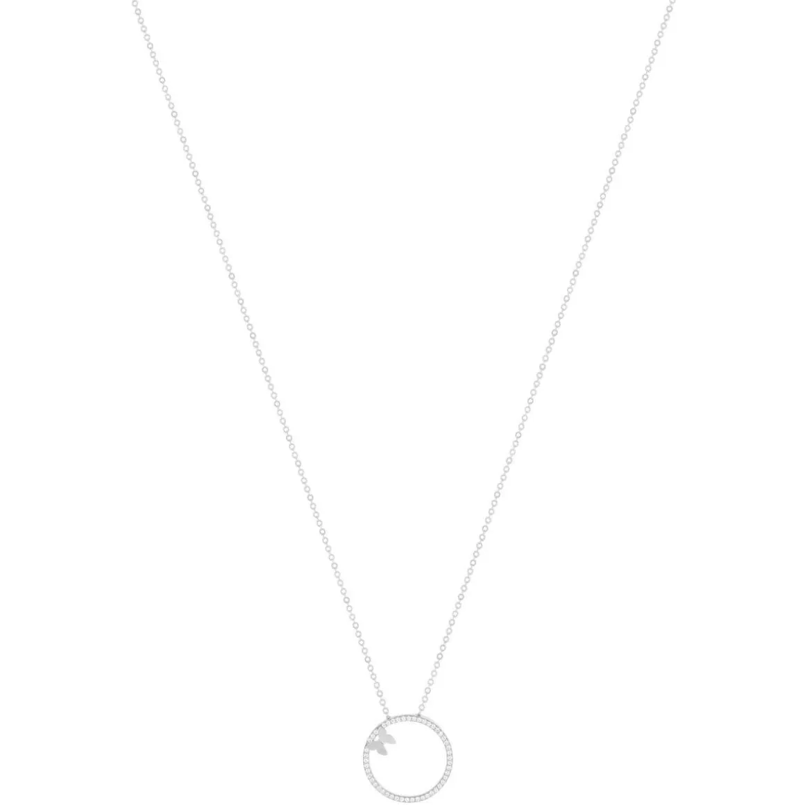 Collier argent 925 et zirconias motif papillon 45cm