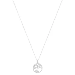 Collier argent 925 et zirconias motif arbre de vie 45cm