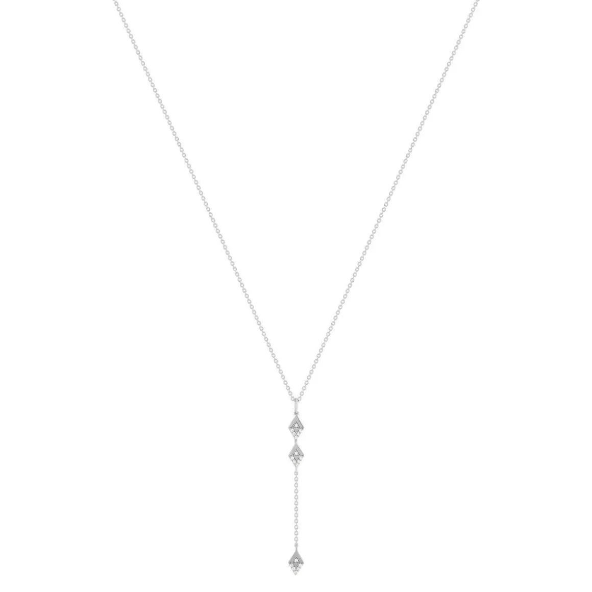 Collier argent 925 flèche zirconias 45 cm