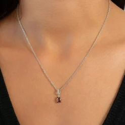 Collier argent 925 grenat 45cm