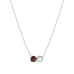 Collier argent 925 grenat et quartz rose 45cm
