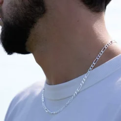 Collier argent 925 maille cheval alternée triple 50 cm