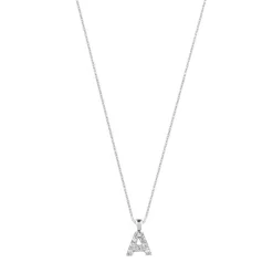 Collier argent 925 maille vénitienne initiale zirconia 42 cm