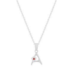 Collier argent 925 émail maille jaseron initiale fleur 38 cm
