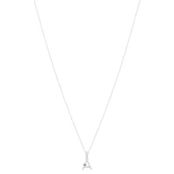 Collier argent 925 émail maille jaseron initiale fleur 38 cm
