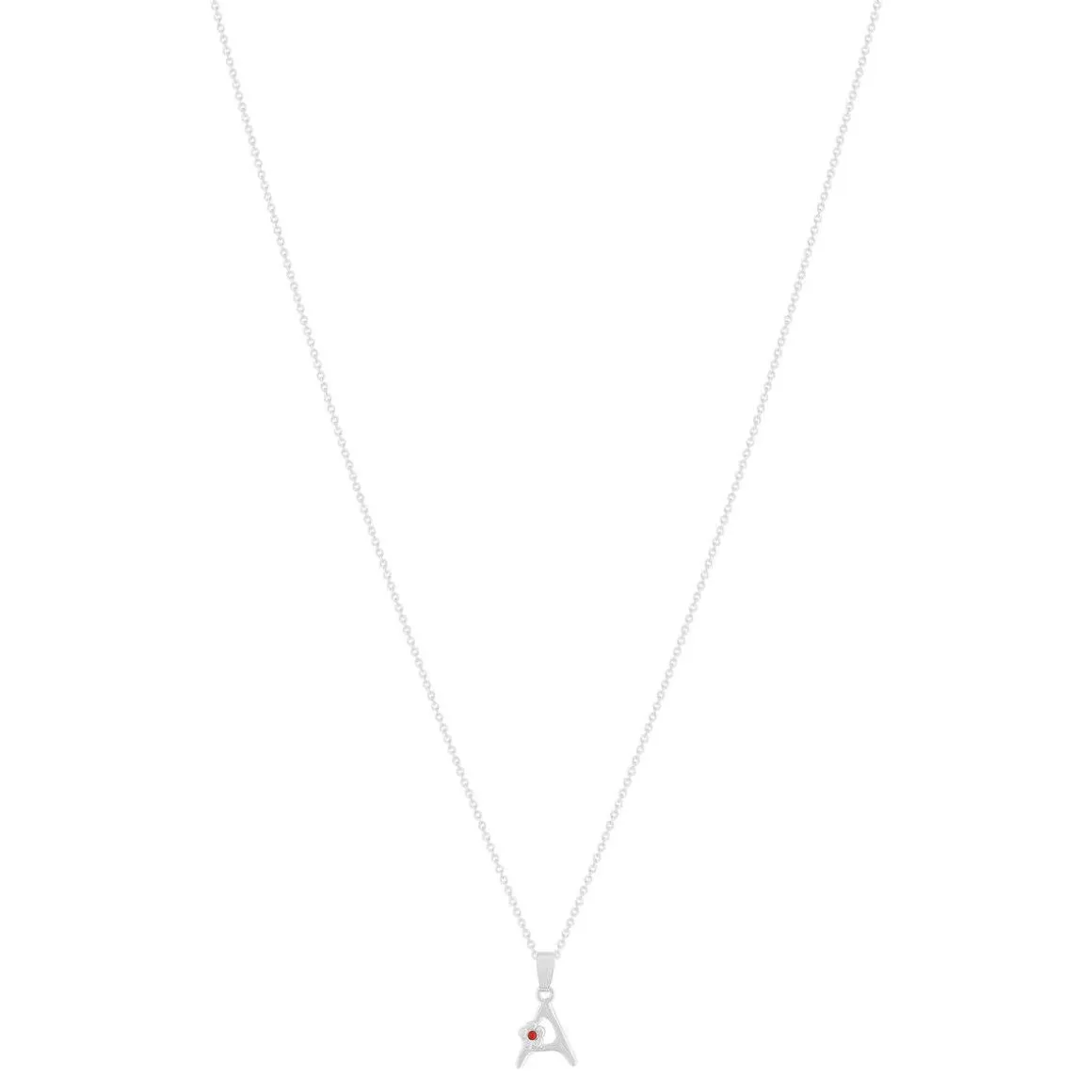 Collier argent 925 émail maille jaseron initiale fleur 38 cm