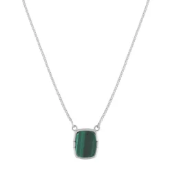 Collier argent 925 malachite 45cm