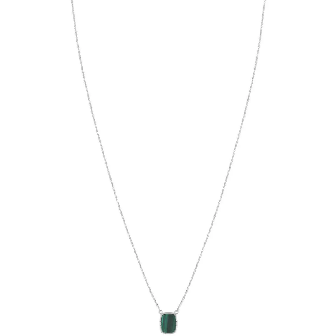 Collier argent 925 malachite 45cm