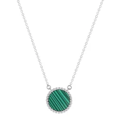 Collier argent 925 malachites 45cm