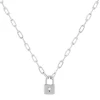 Collier argent 925, motif cadenas zirconias 45 cm