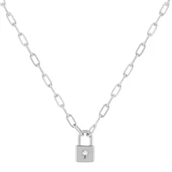 Collier argent 925, motif cadenas zirconias 45 cm