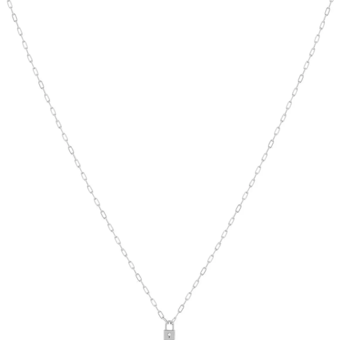 Collier argent 925, motif cadenas zirconias 45 cm