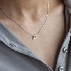 Collier argent 925 motif fermoir T/bar 45cm