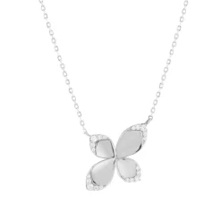 Collier argent 925 motif fleur zirconias 45cm