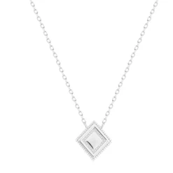 Collier argent 925, motif losange perlé 45 cm