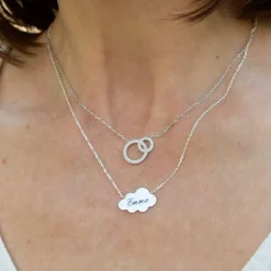 Collier argent 925, motif nuage personnalisable 45 cm
