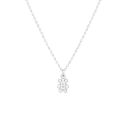 Collier argent 925 motif ourson et zirconias 45cm