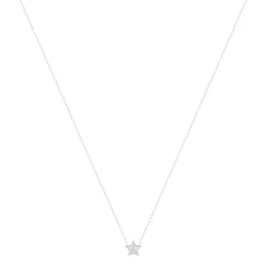 Collier argent 925, motif étoile zirconias 45 cm
