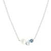 Collier argent 925 perle de Chine et topazes bleues traitées 45cm