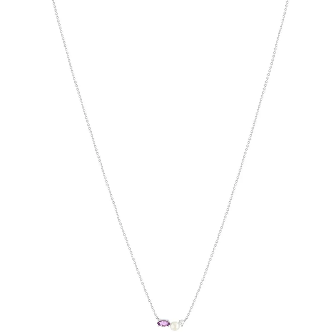 Collier argent 925 perle de Chine améthyste et topaze blanche 45cm