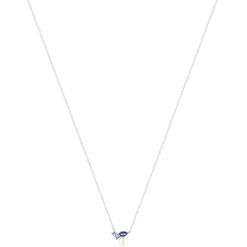 Collier argent 925 perle de Chine pierres imitation et ziconias 45cm