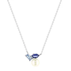 Collier argent 925 perle de Chine pierres imitation et ziconias 45cm