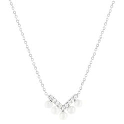 Collier argent 925 perle de Chine et zirconias 45cm