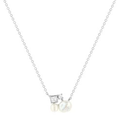 Collier argent 925 perle de Chine et zirconias 45cm