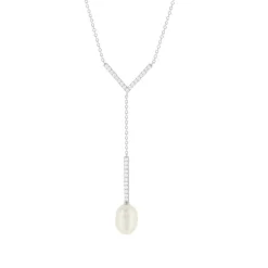 Collier argent 925 perle de Chine et zirconias 45cm