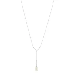 Collier argent 925 perle de Chine et zirconias 45cm