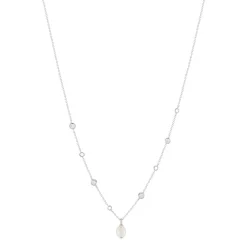 Collier argent 925 perle de Chine et zirconias 45cm