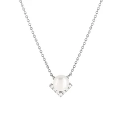Collier argent 925 perle de culture de Chine zirconias 45 cm