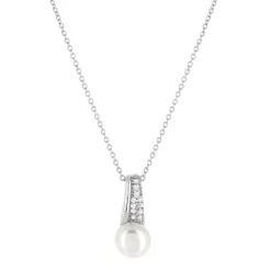 Collier argent 925 perle de culture et zirconias 45 cm