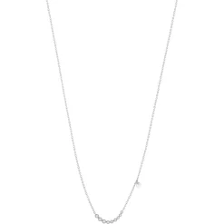 Collier argent 925, perle de culture de Chine et zirconia. Longueur 45 cm.