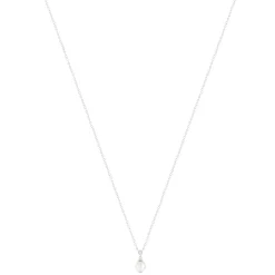 Collier argent 925, perle de culture de Chine et zirconia. Longueur 45 cm.