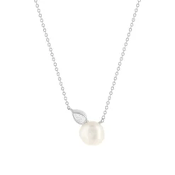 Collier argent 925 perle de culture de Chine et zirconias 45cm