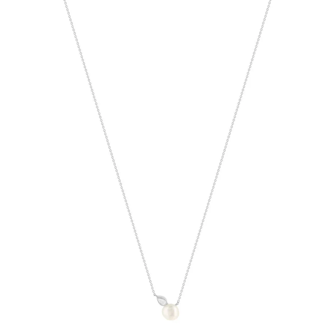 Collier argent 925 perle de culture de Chine et zirconias 45cm