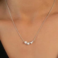 Collier argent 925 perles de Chine et zirconias 45cm