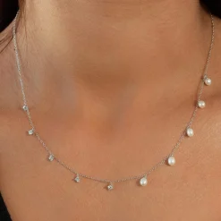 Collier argent 925 perles de Chine et zirconias 45cm