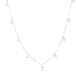 Collier argent 925 perles de Chine et zirconias 45cm