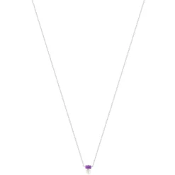 Collier argent 925 perles de Chine et améthystes 45cm