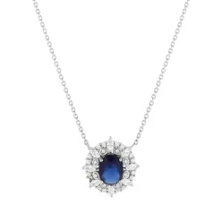 Collier argent 925 pierre bleue et zirconias 45 cm