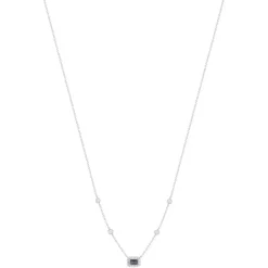 Collier argent 925 pierre imitation bleue et zirconias 45 cm