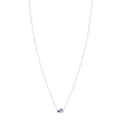 Collier argent 925 pierres imitation et pierre synthétique bleue et zirconias 45cm