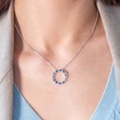 Collier argent 925 pierres imitation 45cm