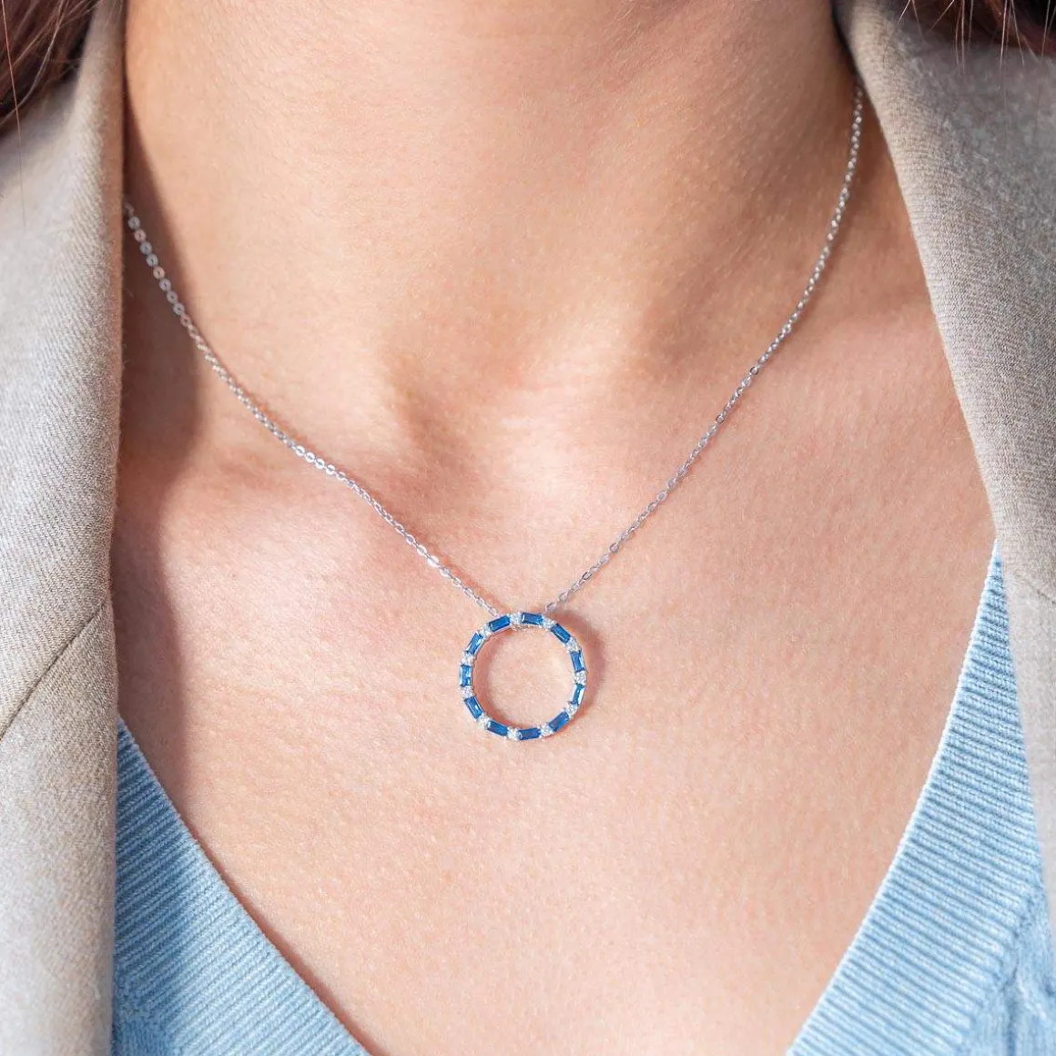 Collier argent 925 pierres imitation 45cm