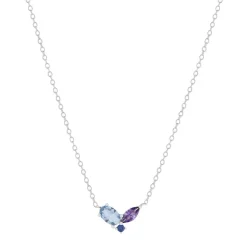Collier argent 925 pierres synthétiques bleues et zirconias 45cm