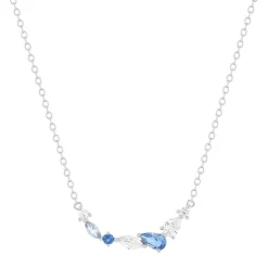 Collier argent 925 pierres synthétiques bleues 45 cm