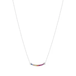 Collier argent 925 pierres synthétiques multicolores et zirconias 45cm